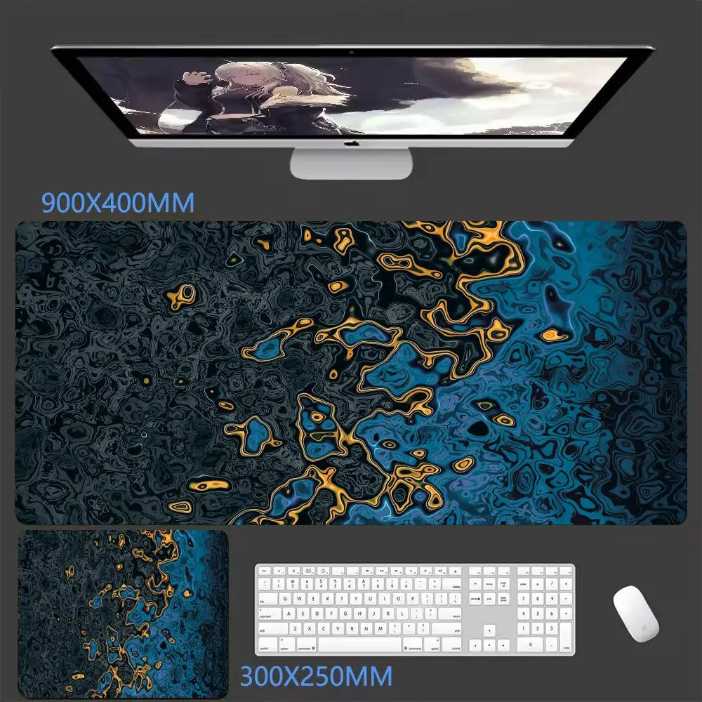 Black XXL desk mat with a wave print, view 8