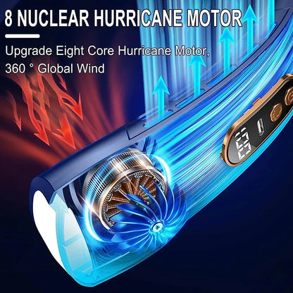 Bladeless Neck Fan Rechargeable, Portable Hands-Free USB Neck Fan with LED Digital Display, 5 Speed Settings, Colourful Atmosphere Light, Quiet Wearable Personal Fan for Home, Office, Outdoor and Travel