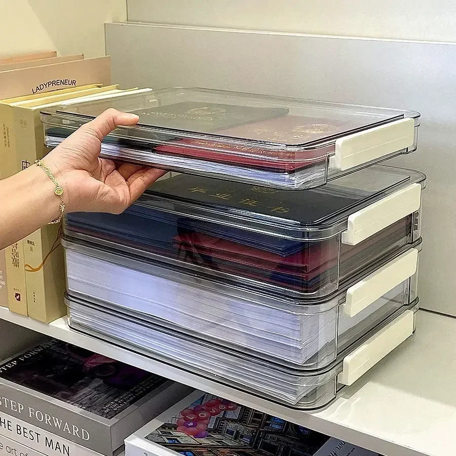 Clear A4 document box for paper storage, view 3
