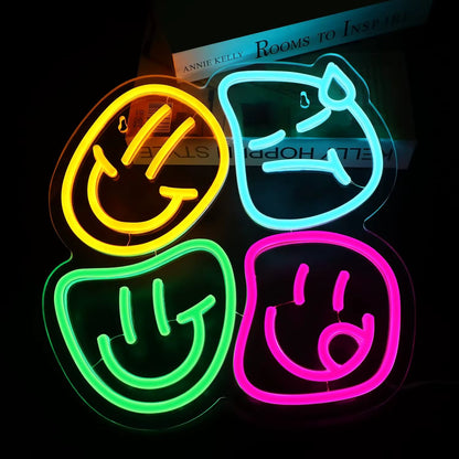 Smiley face neon sign LED wall light
