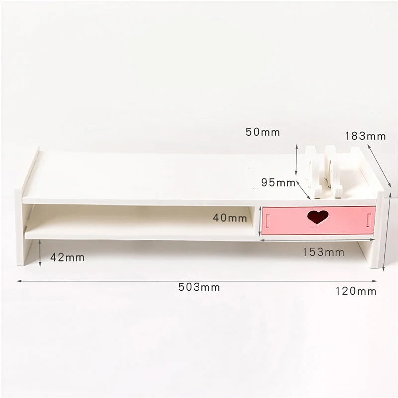 Monitor riser with drawers in pink or white, view 11