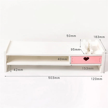 Monitor riser with drawers in pink or white, view 11