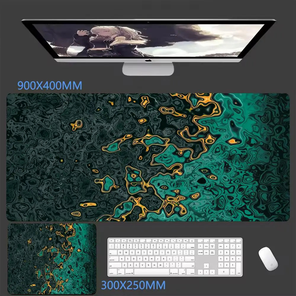 Black XXL desk mat with a wave print, view 11