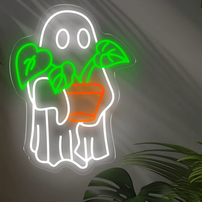 Cute ghost neon light glowing Halloween decor