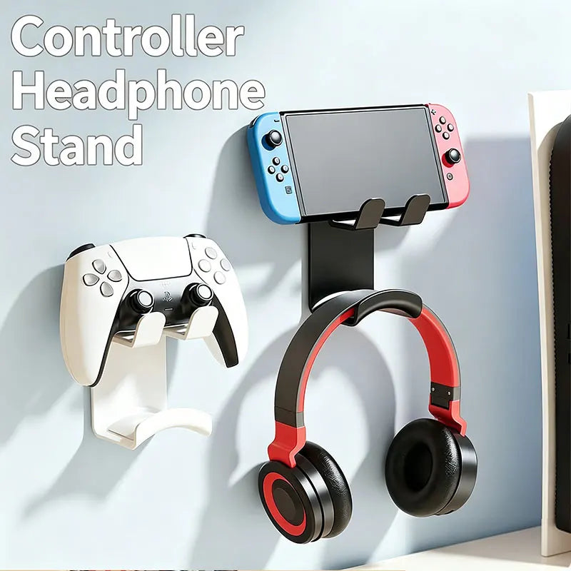 Adhesive under desk headphone hook in white, view 2