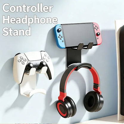Adhesive under desk headphone hook in white, view 2