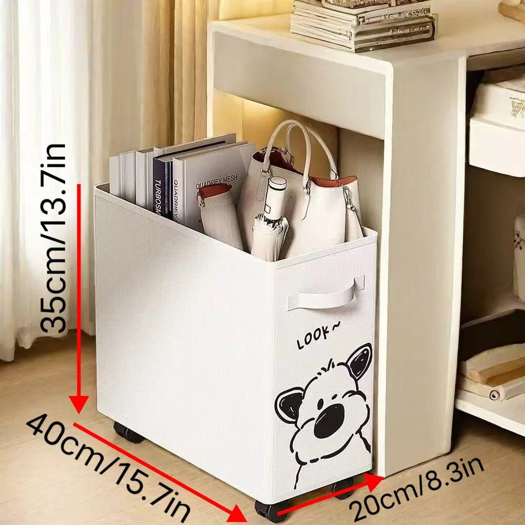 Wheeled under desk storage cart in white or black, view 2