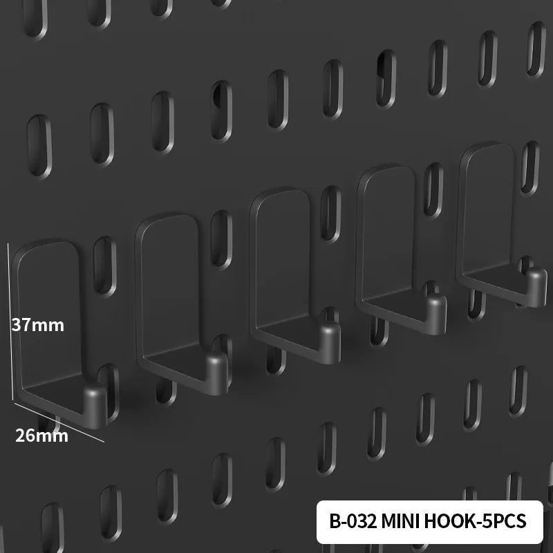 Black gaming pegboard wall organiser with holders, view 43
