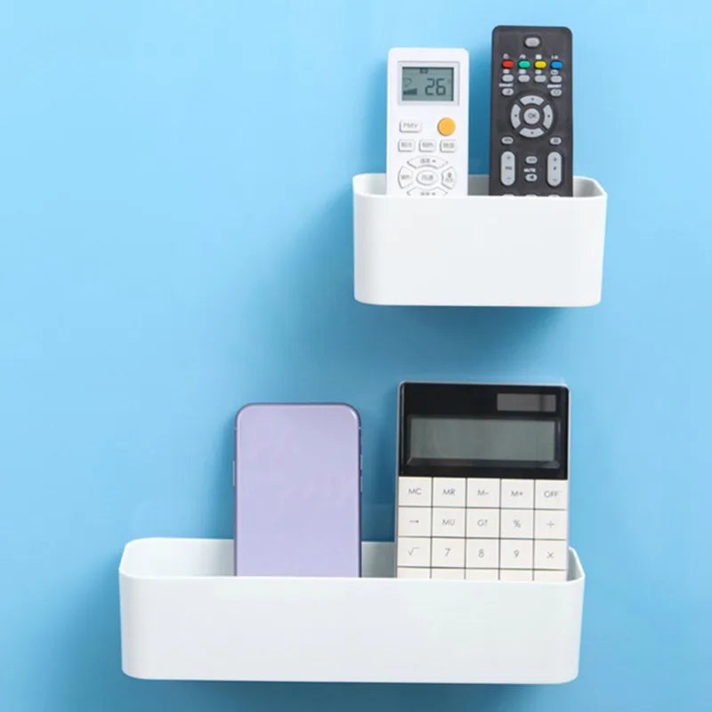 Adhesive wall mounted storage box in grey or white, view 5