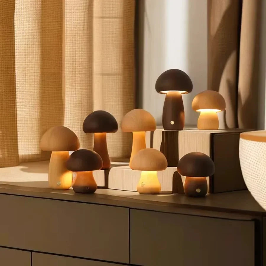 Mushroom night light kids room bedside decor