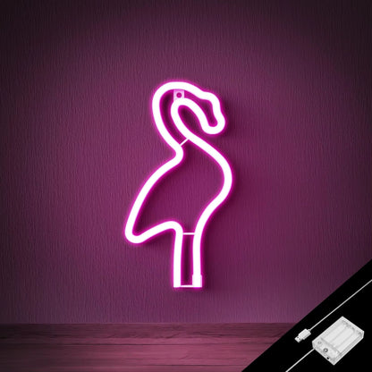 Pink flamingo neon sign USB powered LED wall light