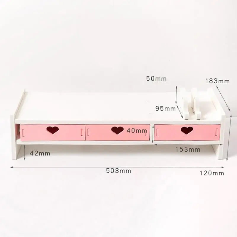 Monitor riser with drawers in pink or white, view 8