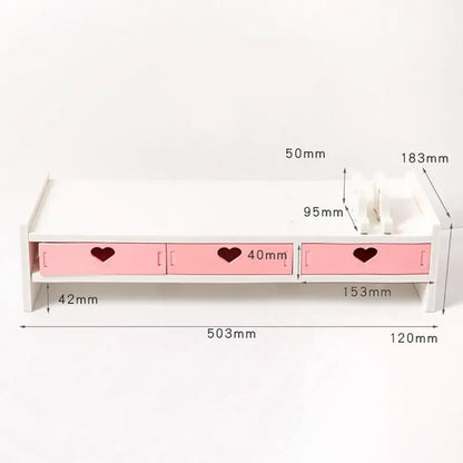 Monitor riser with drawers in pink or white, view 8