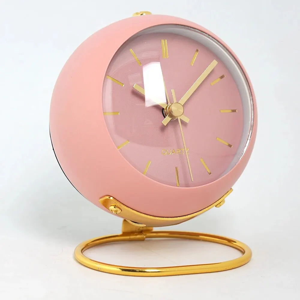 Small metal desk alarm clock with luminous hands, view 4