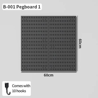 Wall pegboard with hooks, baskets and accessories, view 50