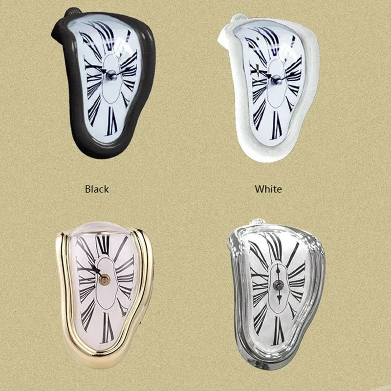 White melting wall clock against a plain wall