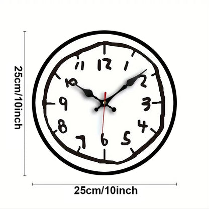 Hand drawn wooden clock on living room wall
