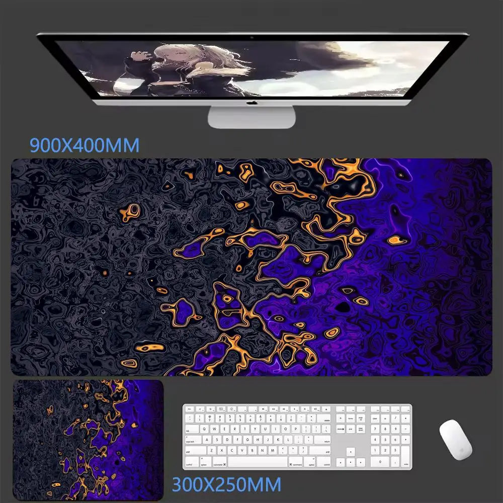 Black XXL desk mat with a wave print, view 9
