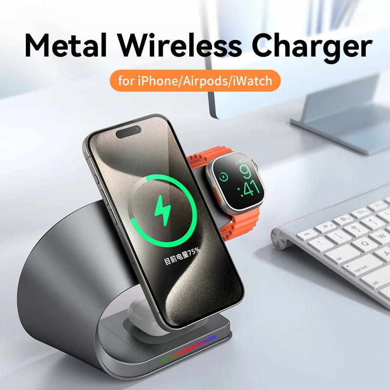 Metal bodied 4 in 1 magnetic wireless charger, view 7