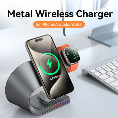 Metal bodied 4 in 1 magnetic wireless charger, view 7
