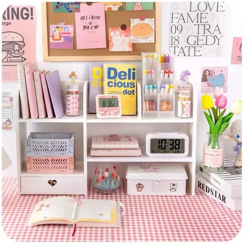 White 2 tier desk shelf, view 4