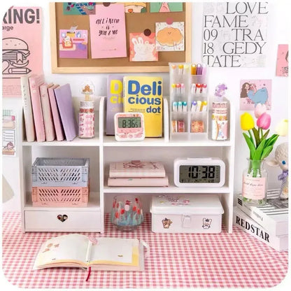 White 2 tier desk shelf, view 4
