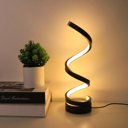 Spiral table lamp size dimensions view