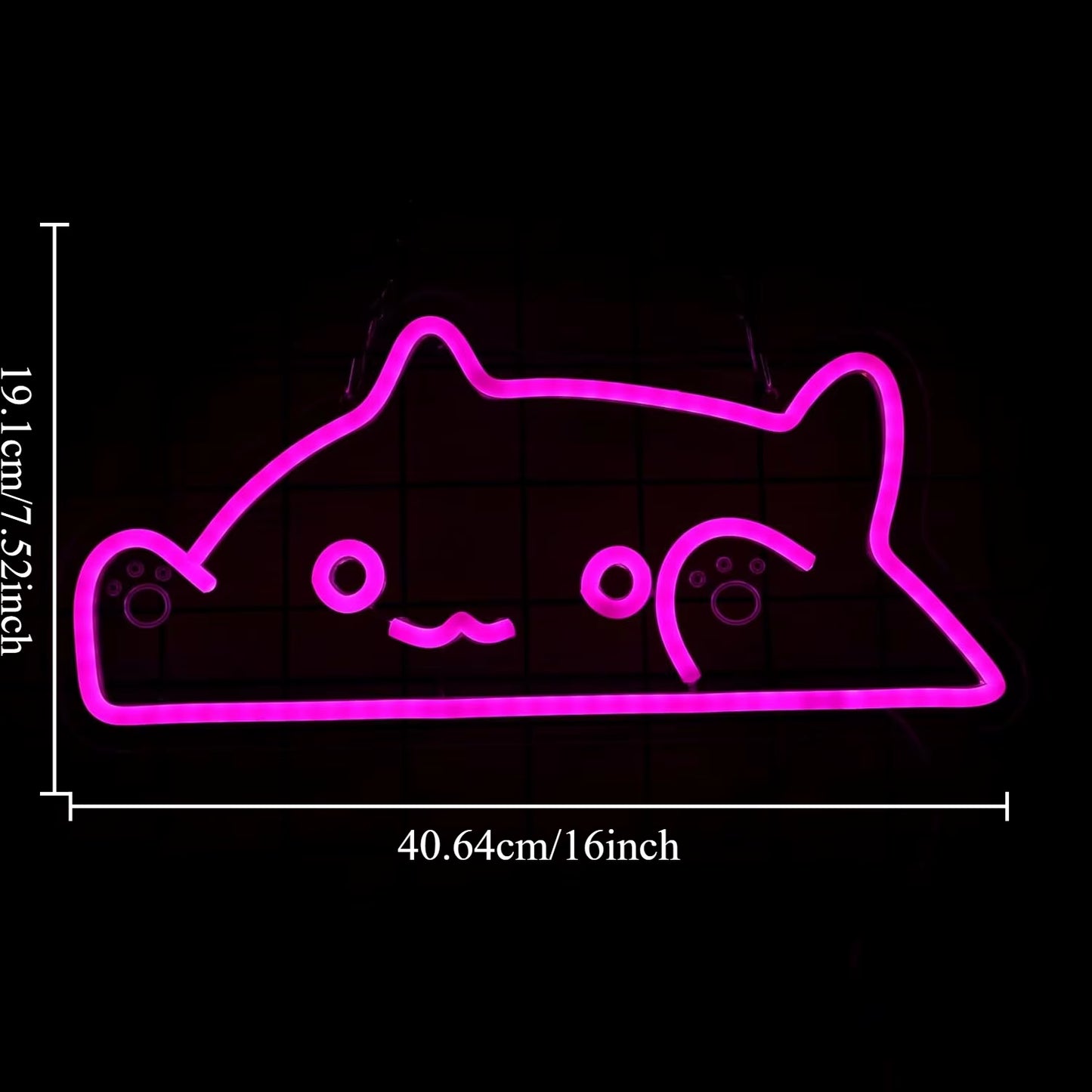 Aesthetic bongo cat neon light bedroom wall art