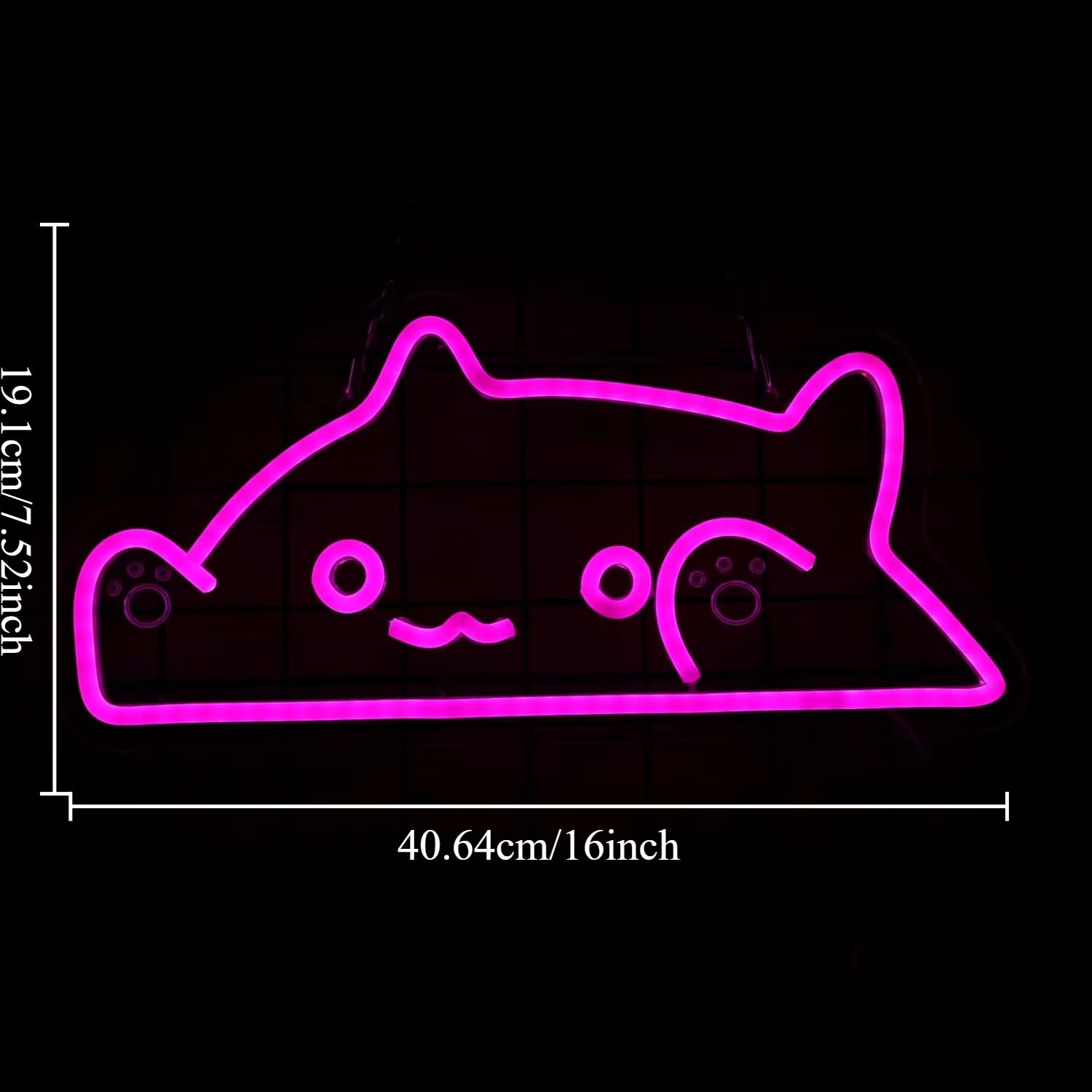 Aesthetic bongo cat neon light bedroom wall art