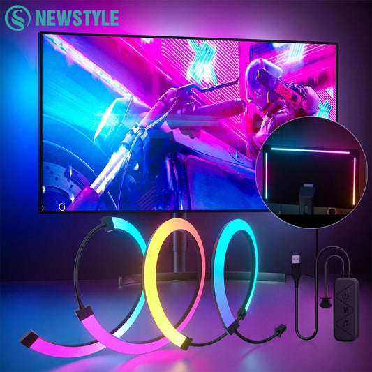 Screen sync backlight matching game colours on the wall behind a monitor