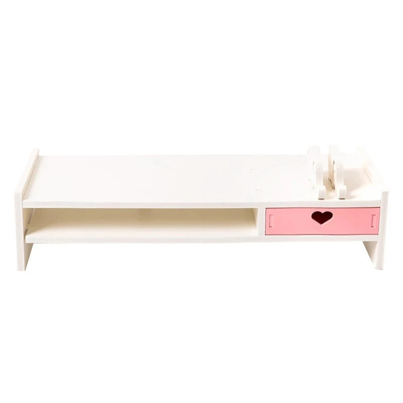 Monitor riser with drawers in pink or white, view 6