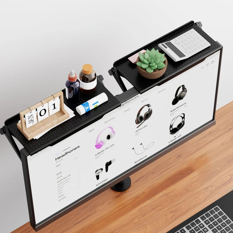 Black steel monitor top shelf, view 8