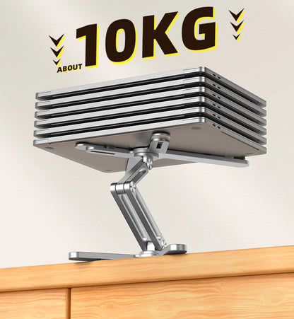 Foldable rotating aluminium laptop stand in silver or grey, view 7