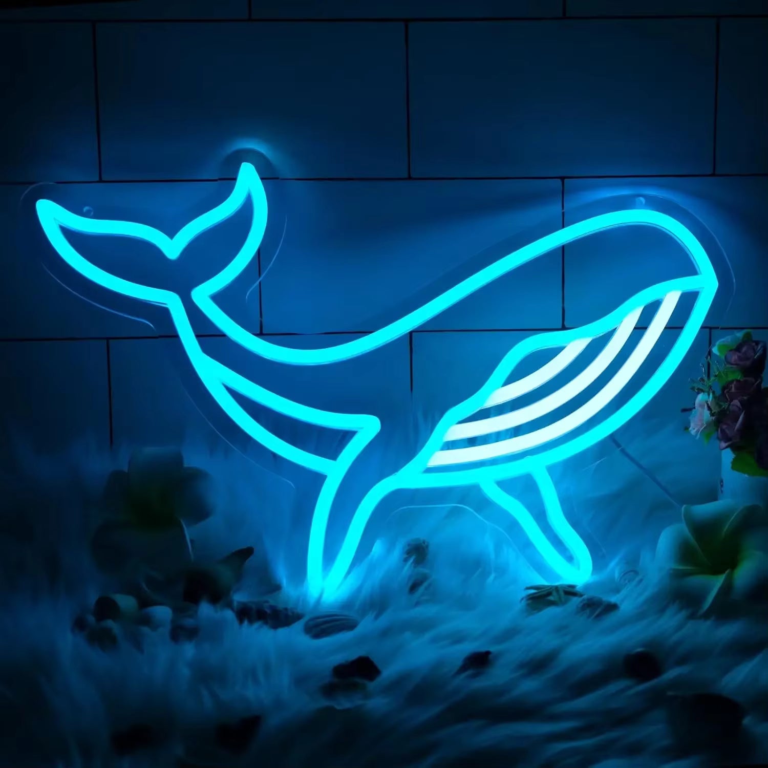Whale neon sign USB dimmable LED ocean light