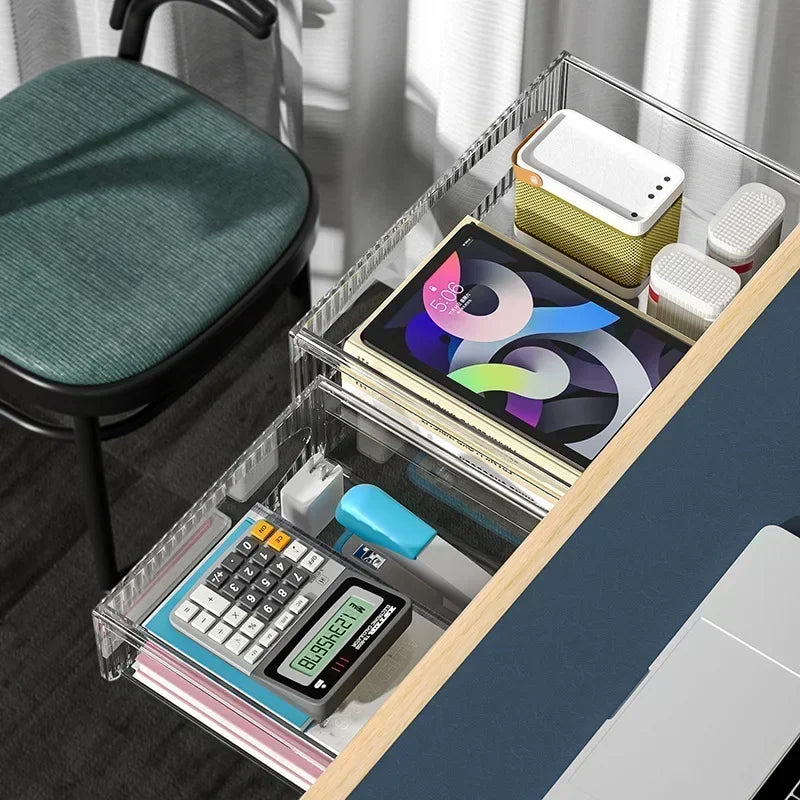 Pull out storage drawer for under a desk top, view 6