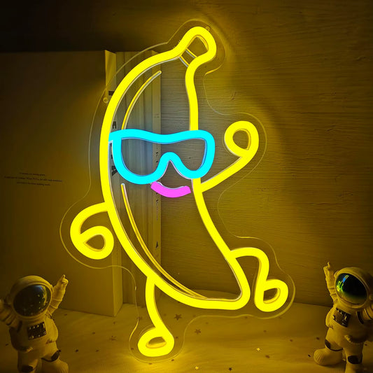 Dancing banana neon sign with sunglasses LED light