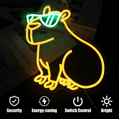Capybara neon sign birthday gift decor