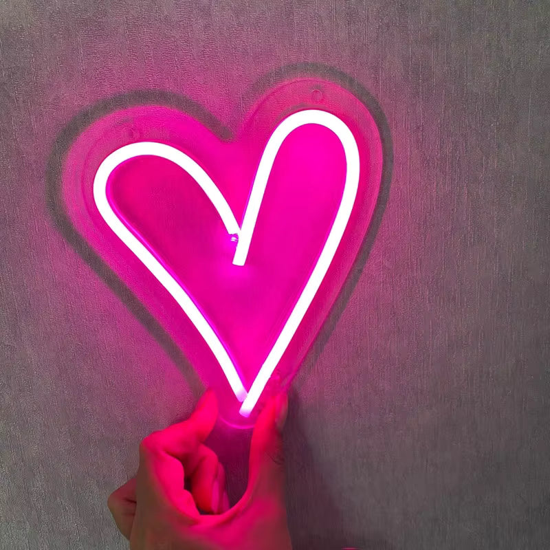 Pink heart LED neon light bar wall decor