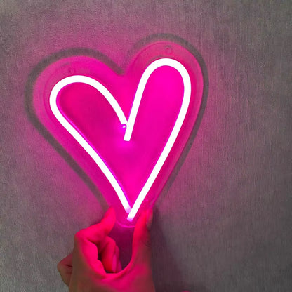 Pink heart LED neon light bar wall decor