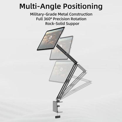 Aluminium tablet desk mount with rotating clamp arm, view 5