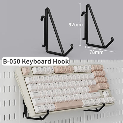 Black gaming pegboard wall organiser with holders, view 35