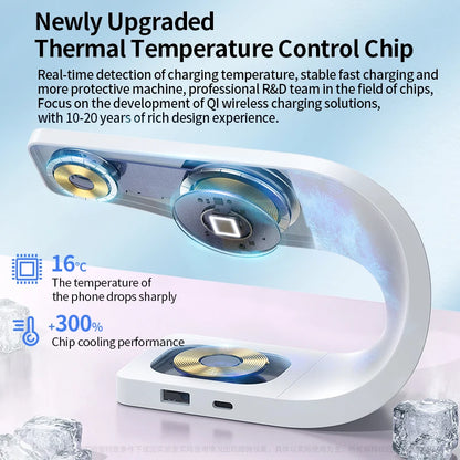 Metal bodied 4 in 1 magnetic wireless charger, view 4