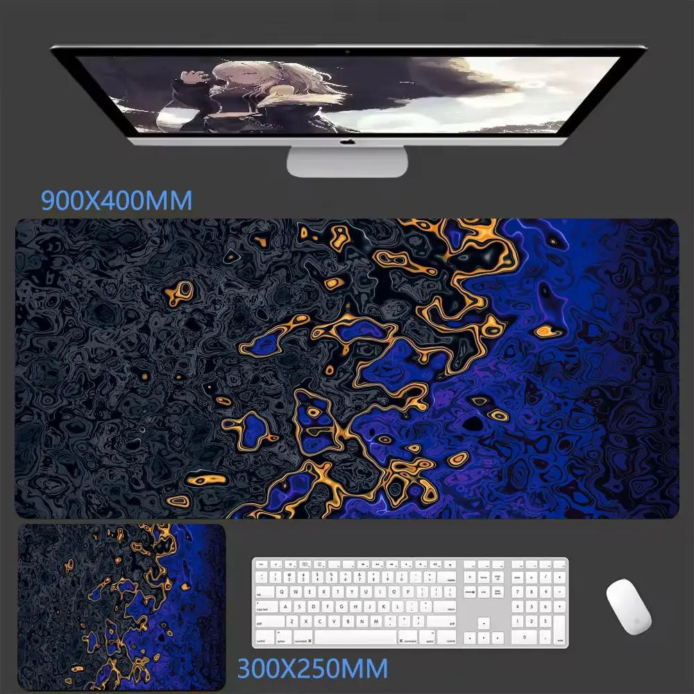Black XXL desk mat with a wave print, view 10