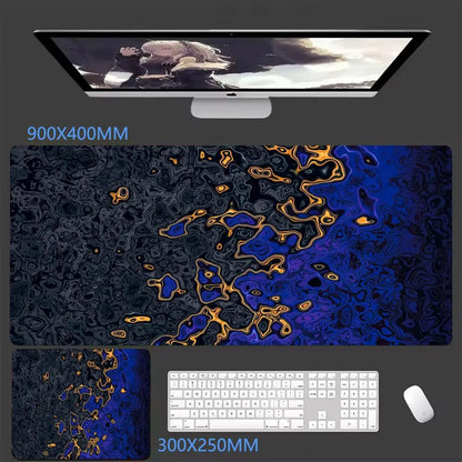 Black XXL desk mat with a wave print, view 10