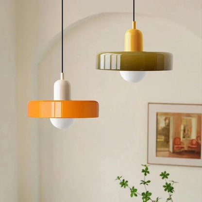 Glass Bauhaus pendant light E27 base installation
