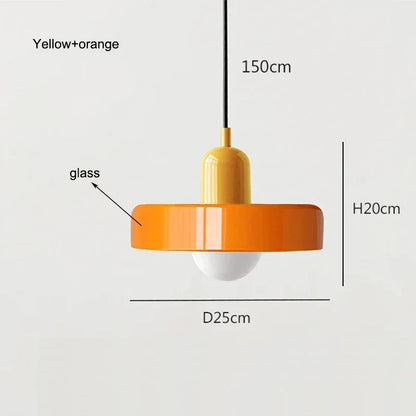 Retro pendant light glass Bauhaus design detail