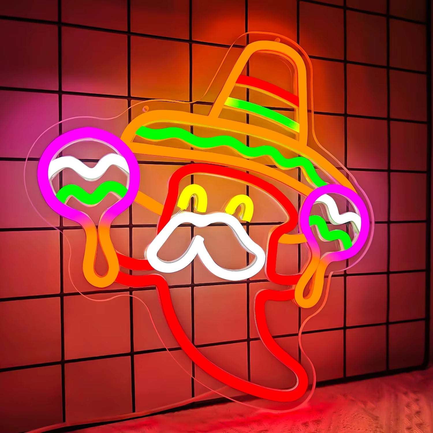 Fiesta neon light glowing for Cinco de Mayo decor