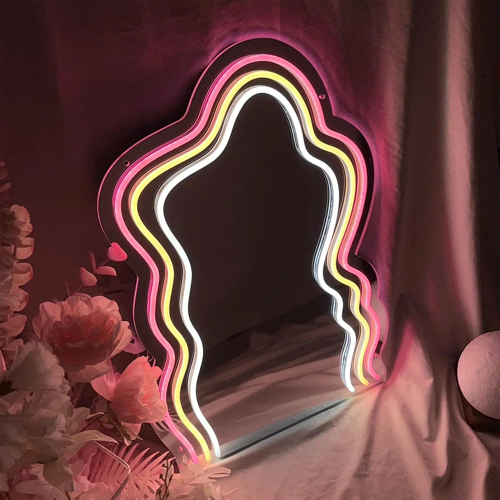 Dimmable mirror neon sign birthday gift