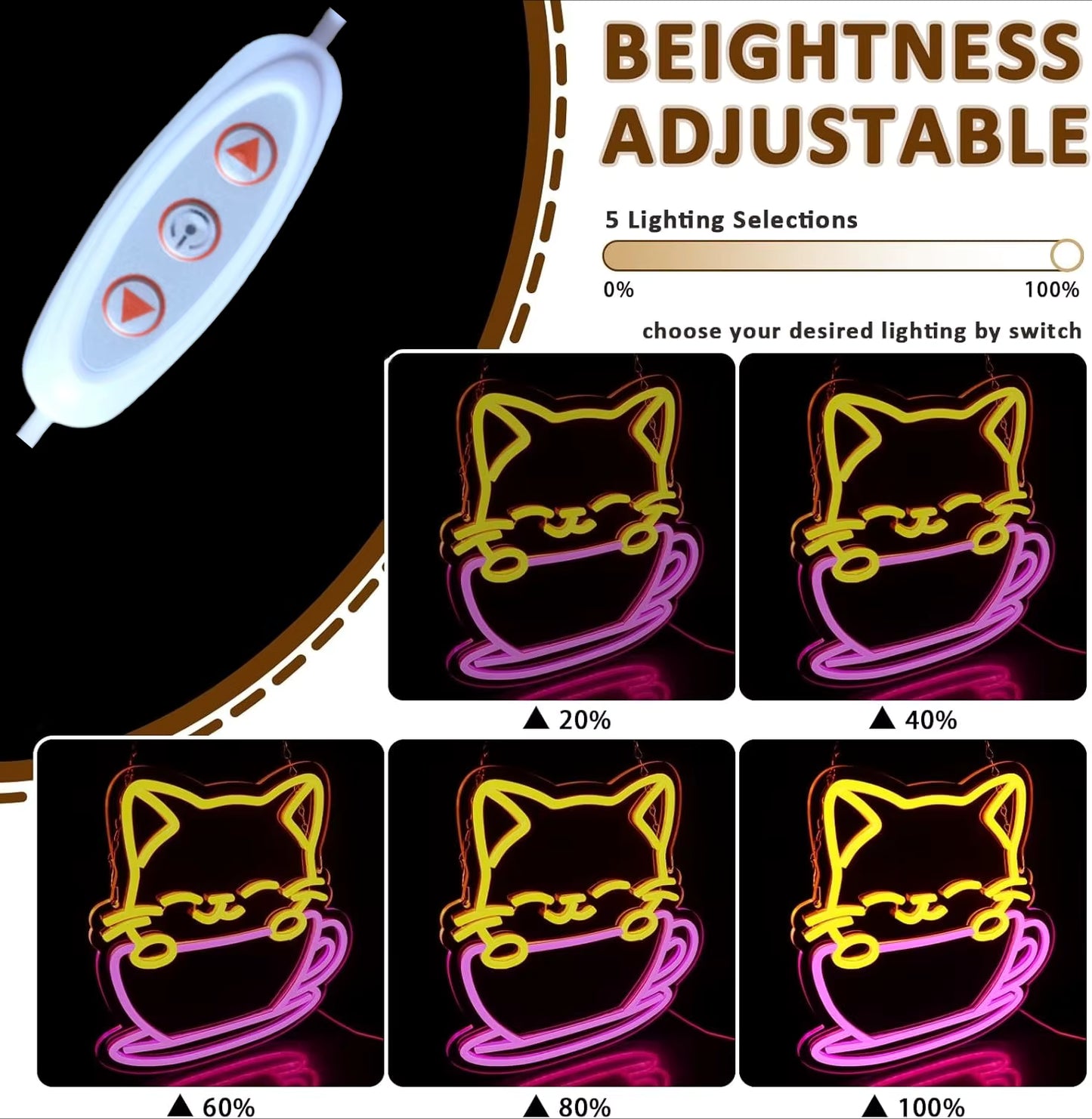 Coffee cat LED neon light restaurant decor