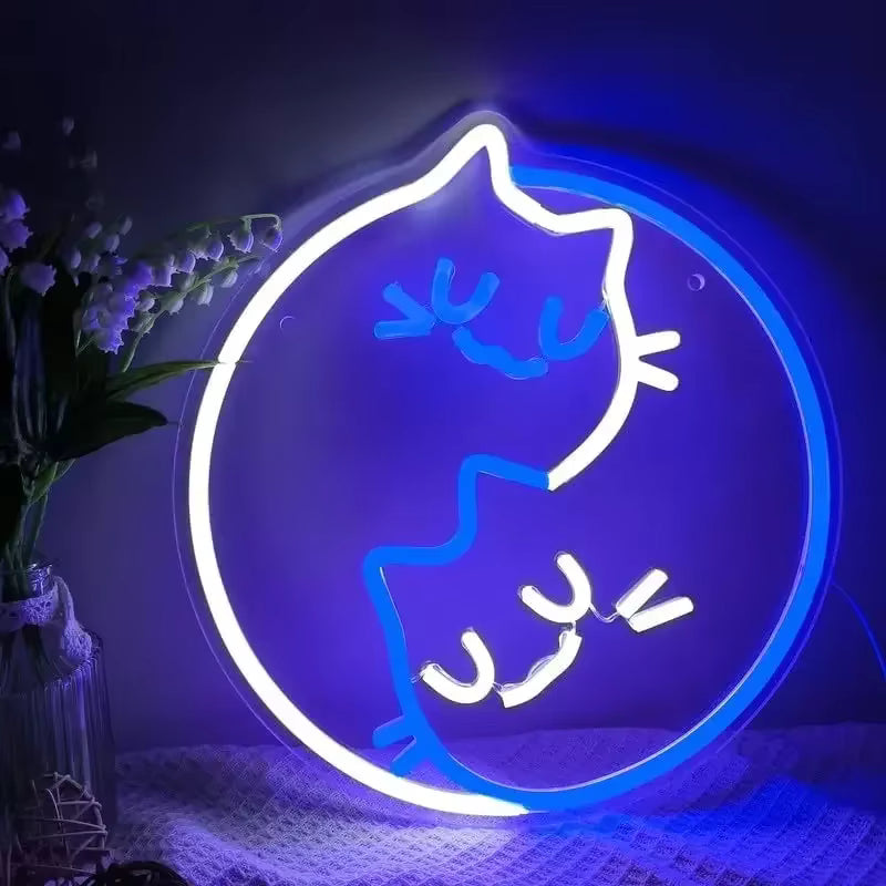 Yin yang cat neon sign USB dimmable LED wall decor